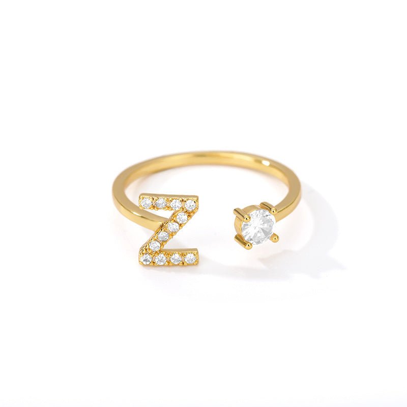 Tiny Initial Letter Ring A–Z, Adjustable