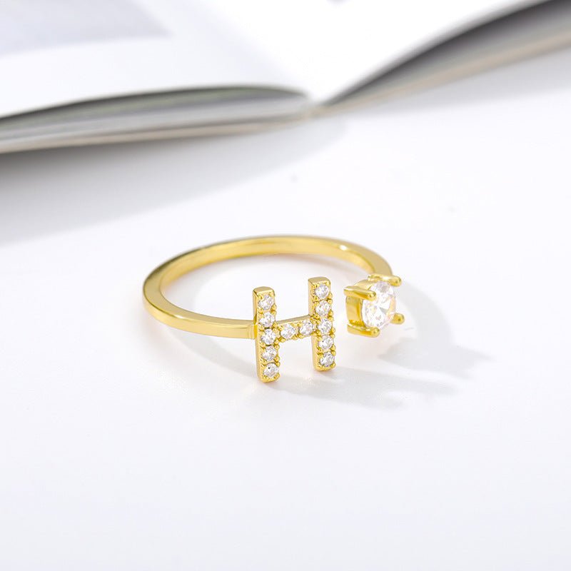 Tiny Initial Letter Ring A–Z, Adjustable
