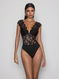 Ulorian Plunge Neck Lace Bodysuit