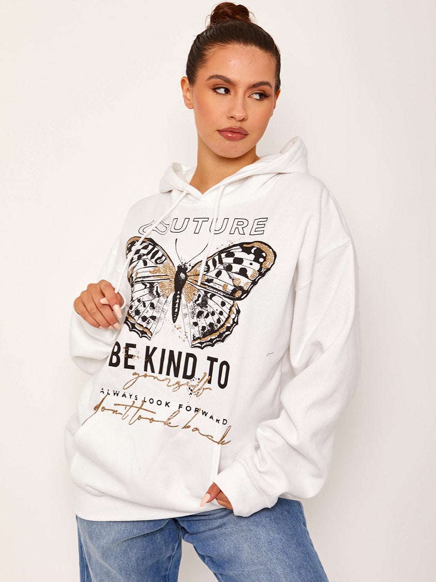 Couture Butterfly Graphic Fleeced Hoodie