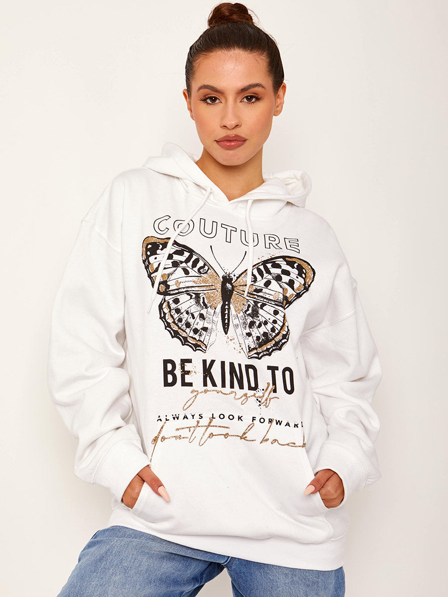 Couture Butterfly Graphic Fleeced Hoodie