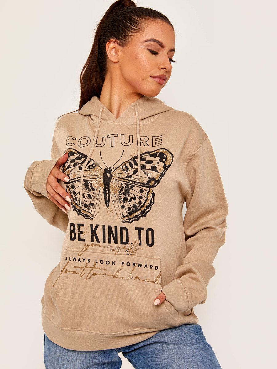 Couture Butterfly Graphic Fleeced Hoodie