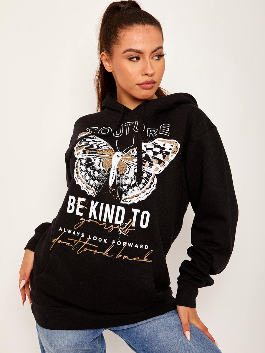 Couture Butterfly Graphic Fleeced Hoodie