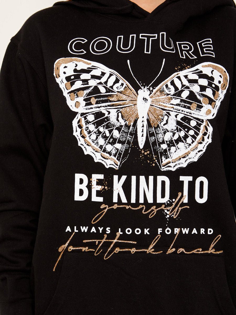 Couture Butterfly Graphic Fleeced Hoodie