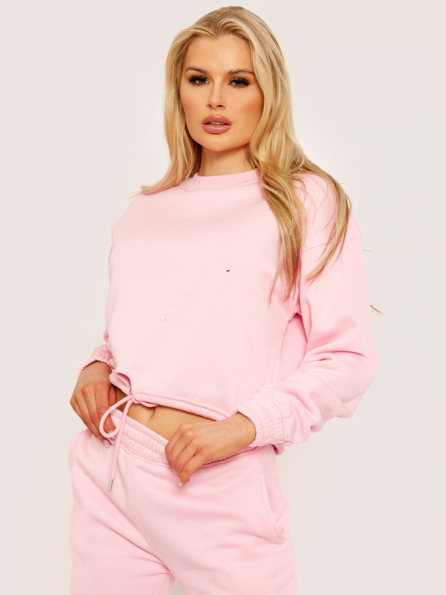 Oversized Drawstring Sweatshirt & Jogger Fleeced Co-ord