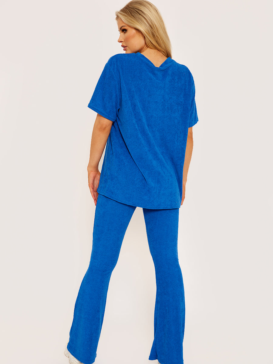 Towelling Fabric Oversized Top & Flare Trouser Co-ord