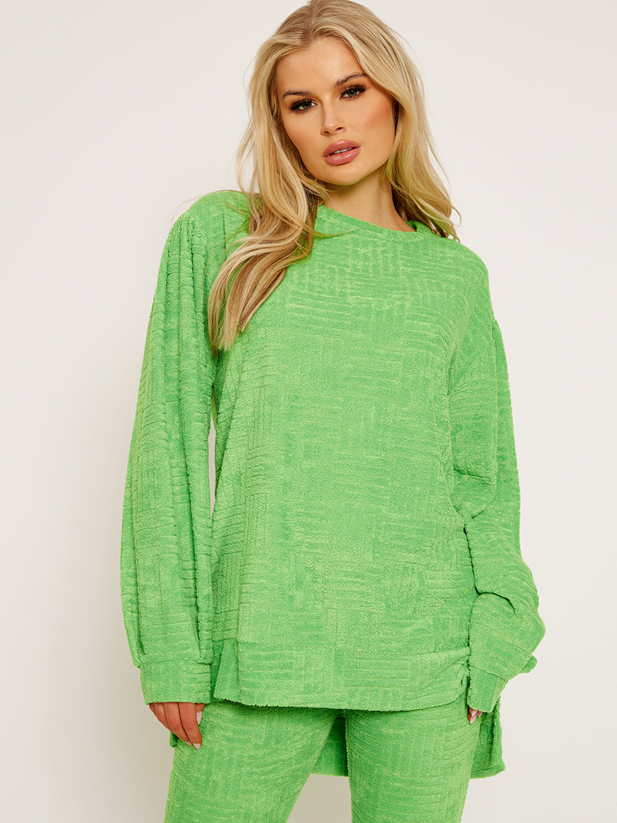Towelling Pattern Oversized Top & Trouser Co-ord