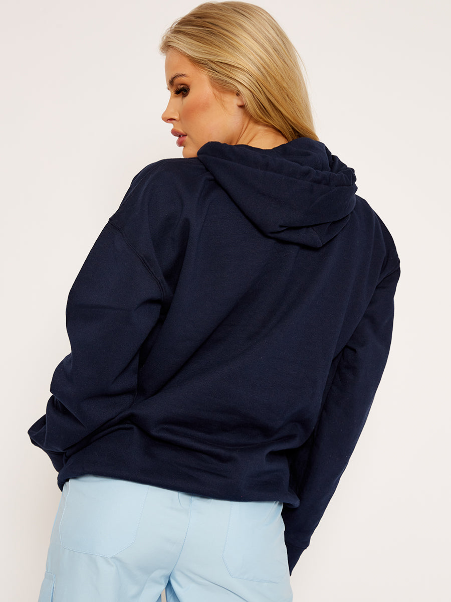 Face Graphic Hoodie with Embroidered Lip