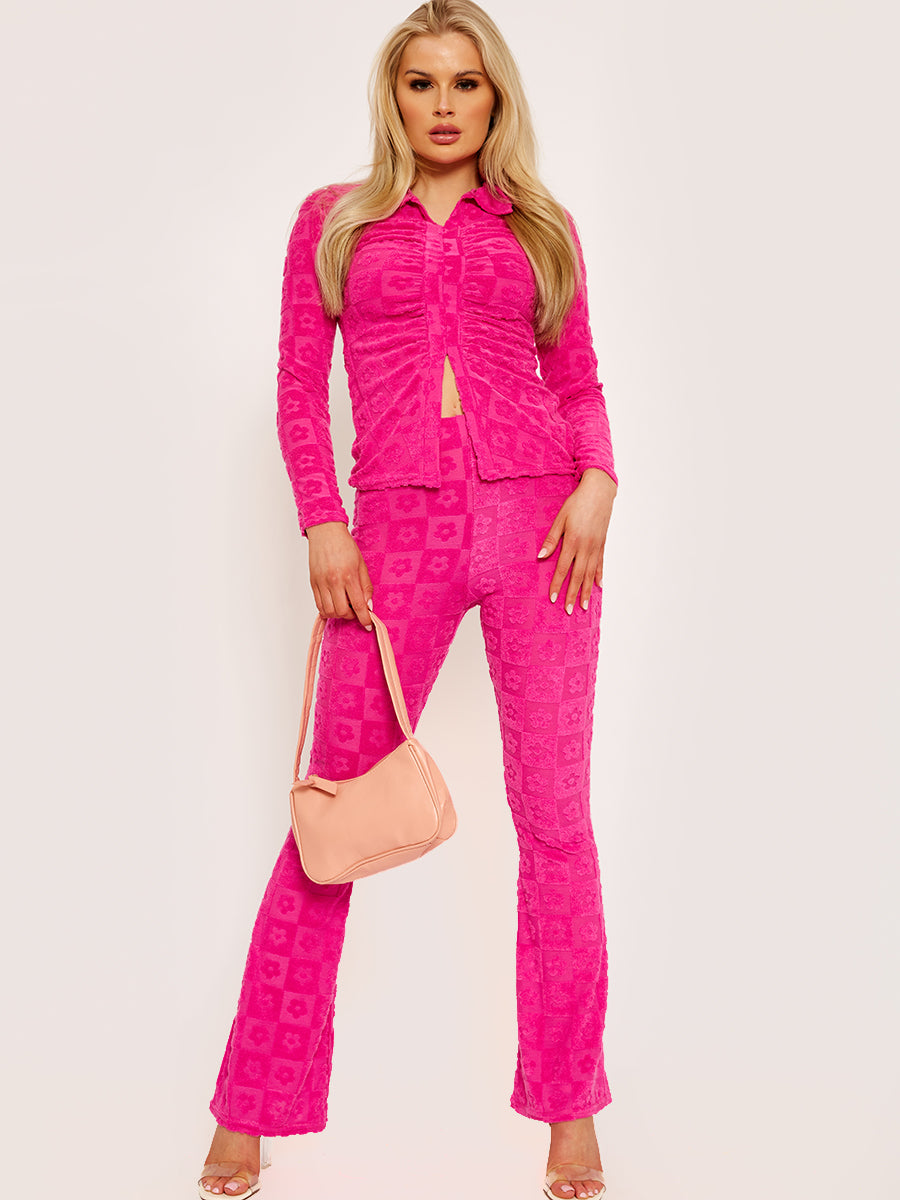 Flower Pattern Towelling Ruched Co-ord