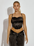 Corset Style Satin Cami Crop Top