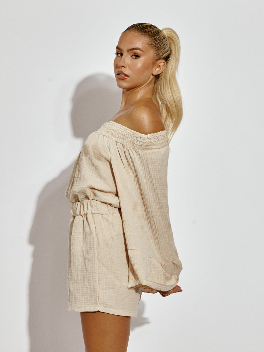Cheesecloth Bardot Top & Shorts Co-ord