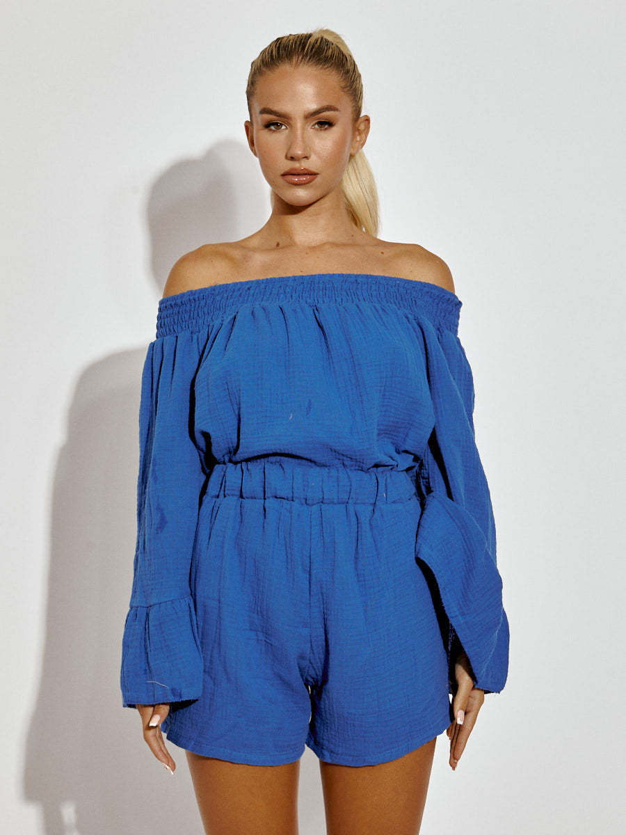 Cheesecloth Bardot Top & Shorts Co-ord