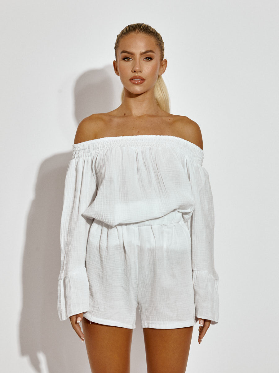 Cheesecloth Bardot Top & Shorts Co-ord