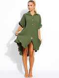 Plisse Detail Frill Hem Oversized Dress