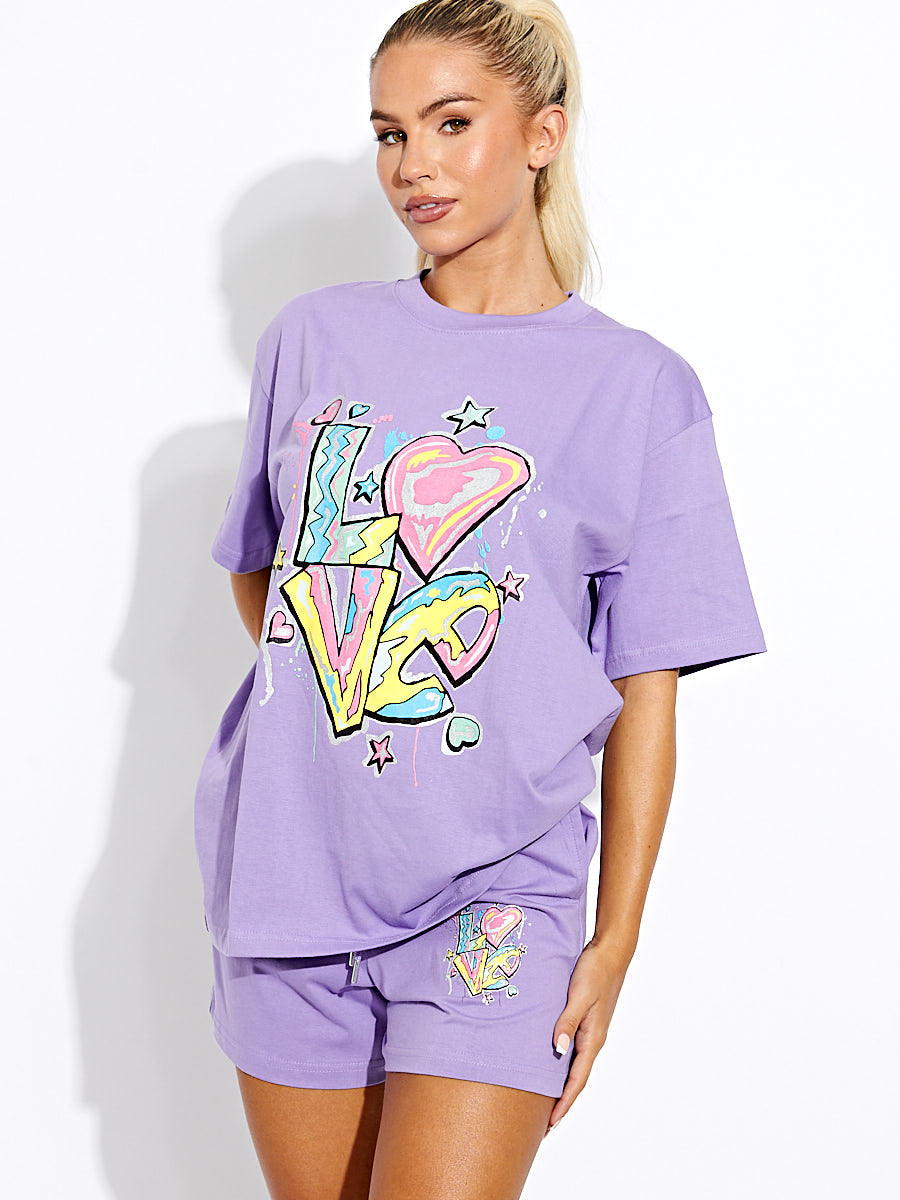 LOVE Oversized T-Shirt & Shorts Co-ord