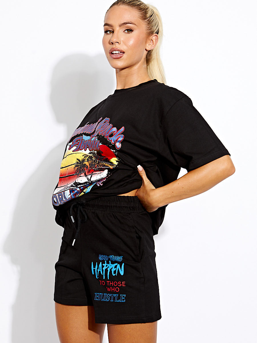 Miami Beach Oversized T-Shirt & Shorts Co-ord