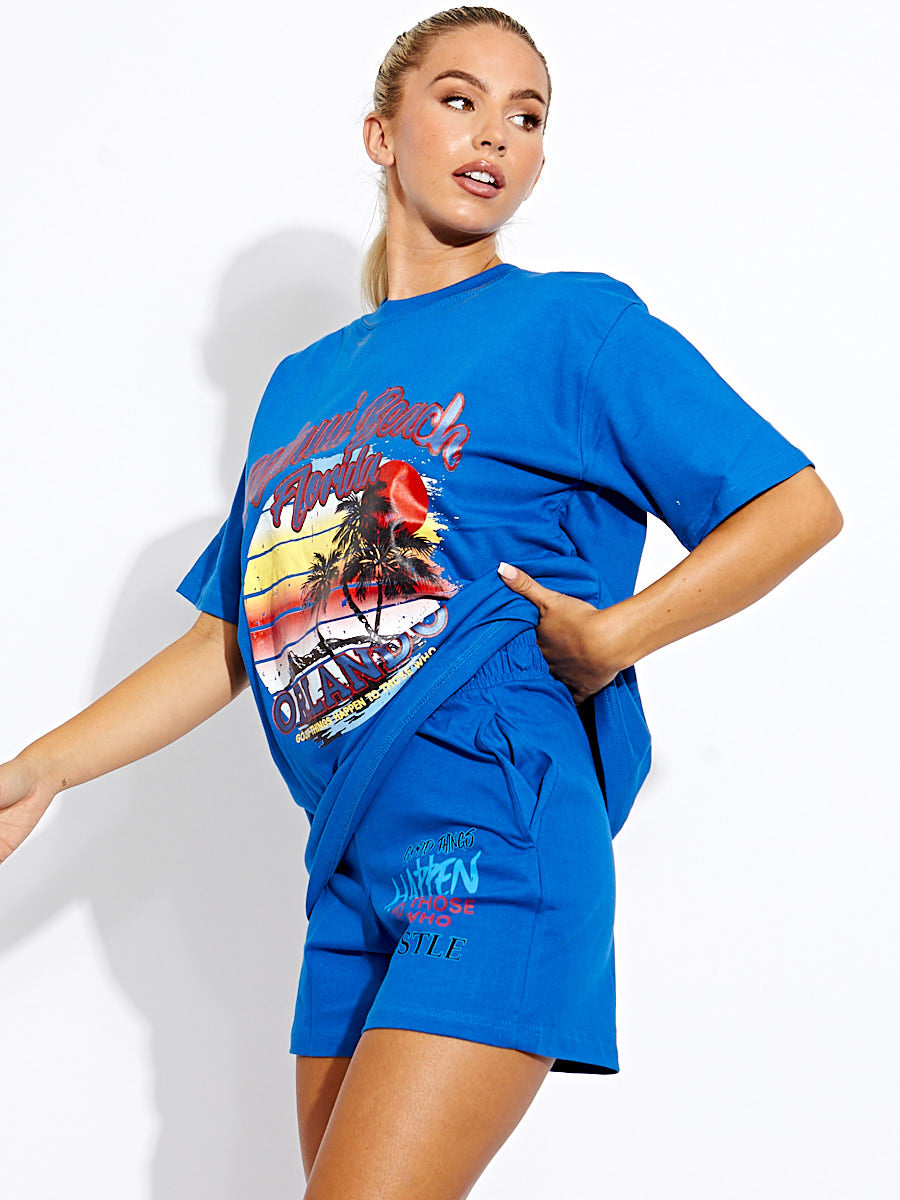 Miami Beach Oversized T-Shirt & Shorts Co-ord
