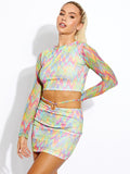 Multi Coloured Mesh Crop Top & Ring Skirt Co-ord