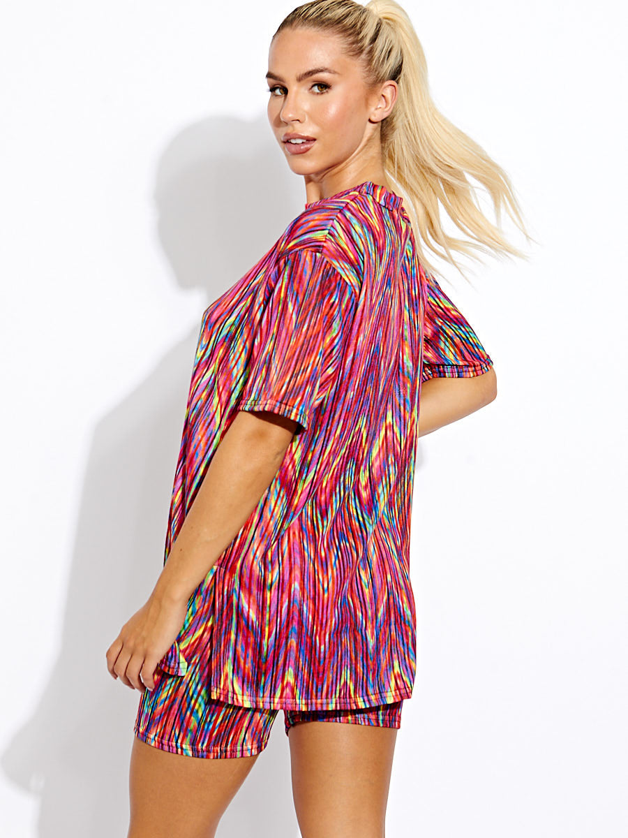 Woven Chevron Oversized Top & Shorts Co-ord