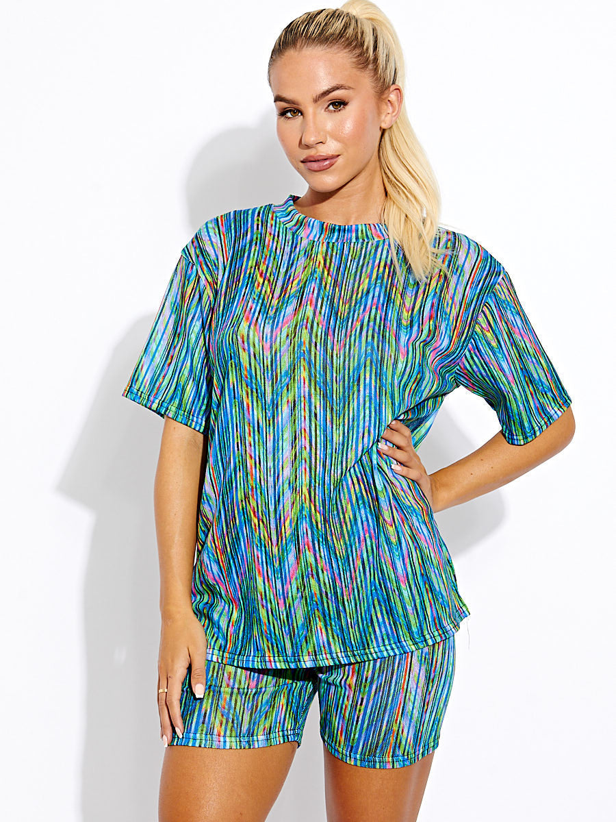 Woven Chevron Oversized Top & Shorts Co-ord