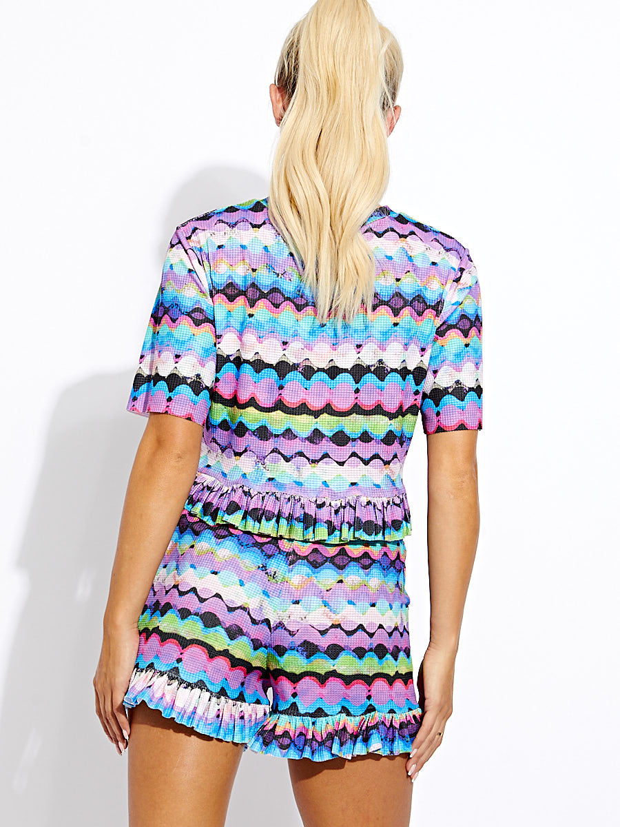Bubble Wave Woven Ribbed Top & Shorts Co-ord