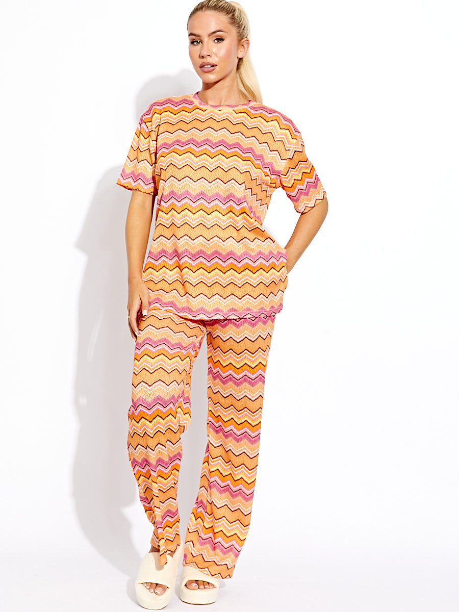 Woven Zig Zag Oversized Top & Trouser Co-ord
