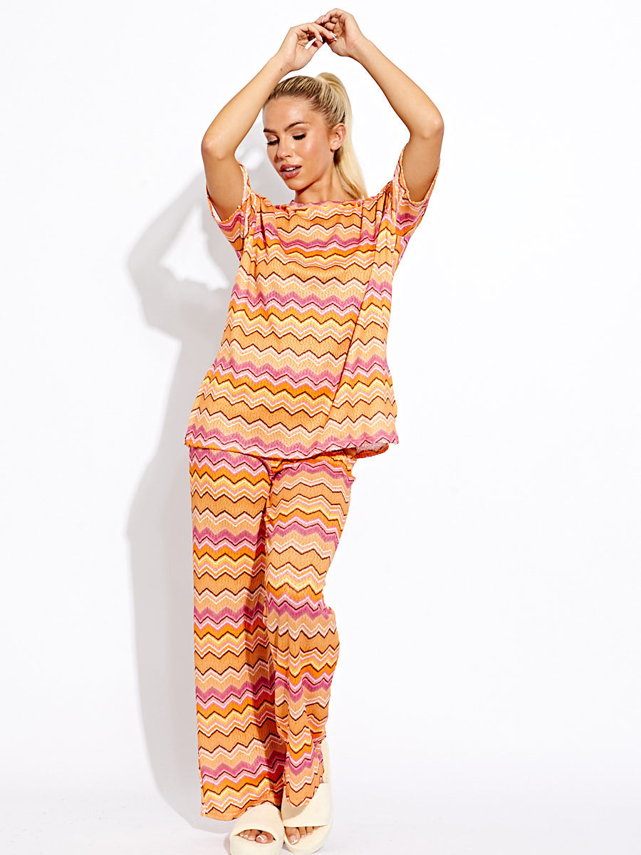 Woven Zig Zag Oversized Top & Trouser Co-ord