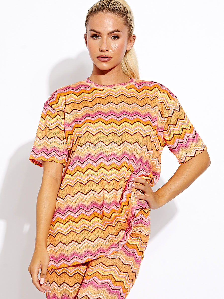 Woven Zig Zag Oversized Top & Trouser Co-ord