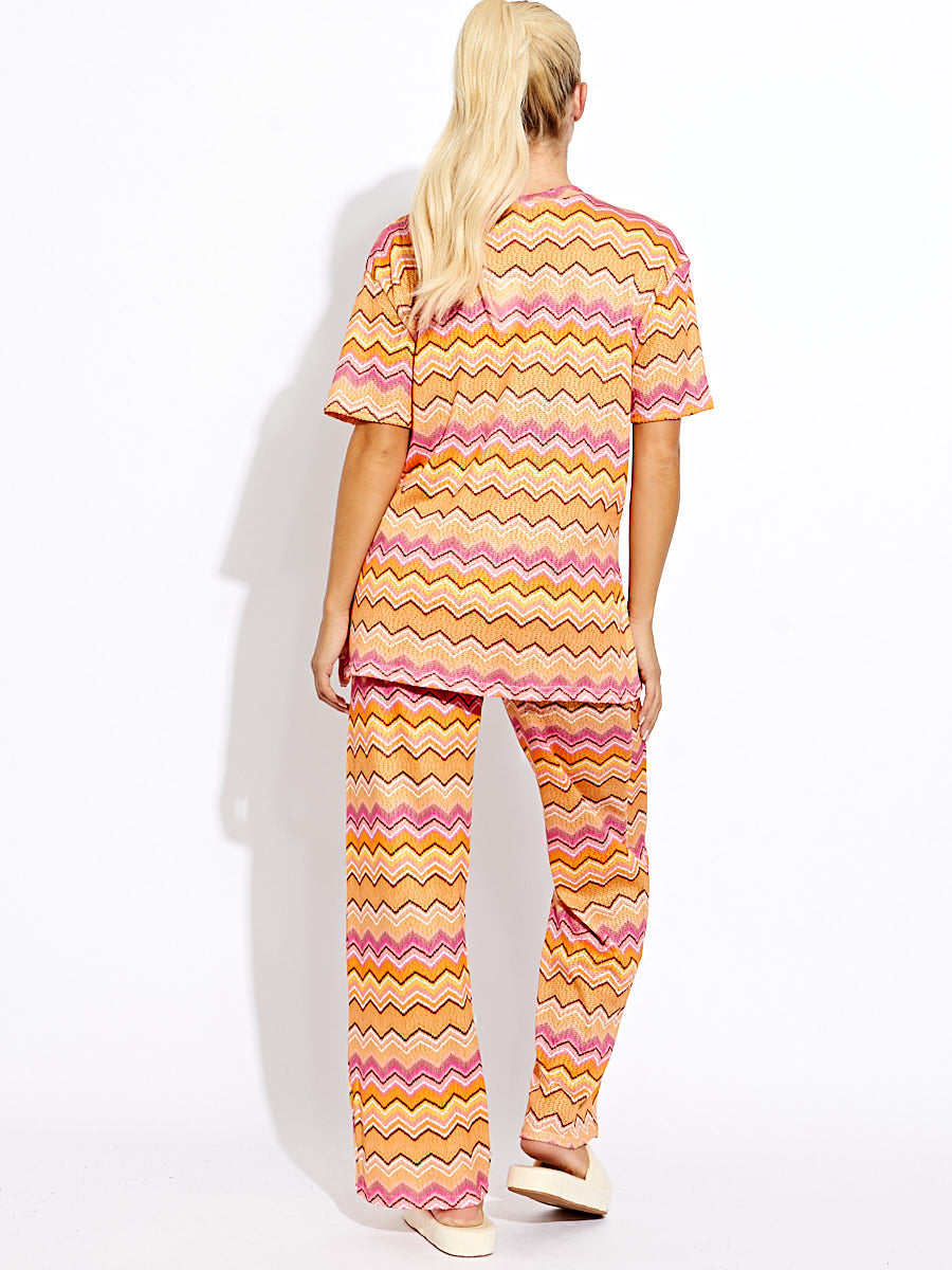 Woven Zig Zag Oversized Top & Trouser Co-ord