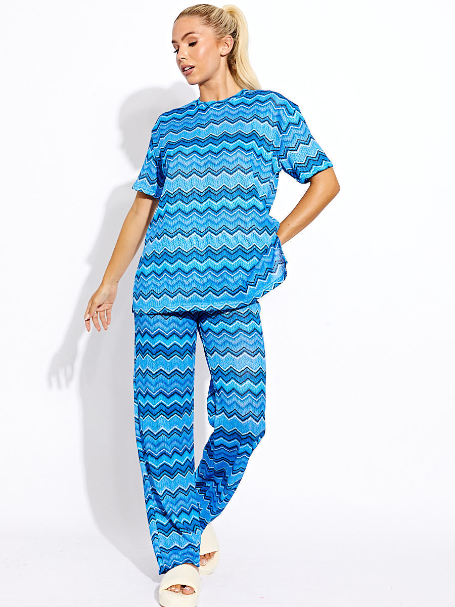 Woven Zig Zag Oversized Top & Trouser Co-ord