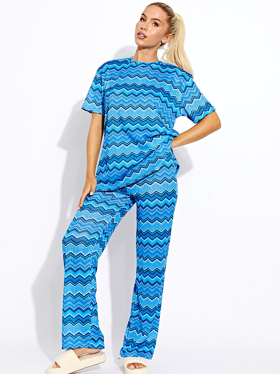 Woven Zig Zag Oversized Top & Trouser Co-ord
