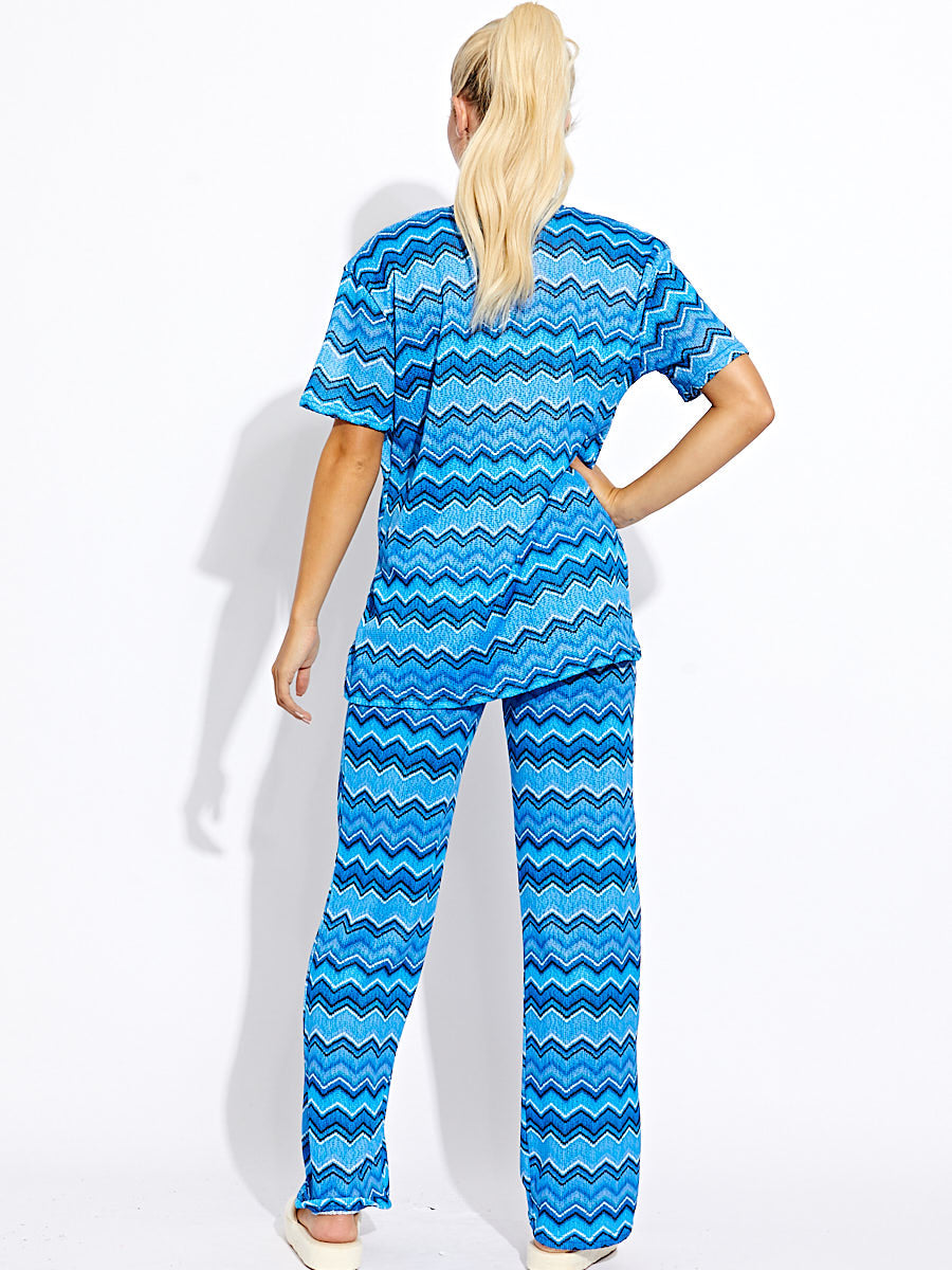Woven Zig Zag Oversized Top & Trouser Co-ord