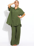Plisse Detail Oversized Shirt & Trouser Co-ord