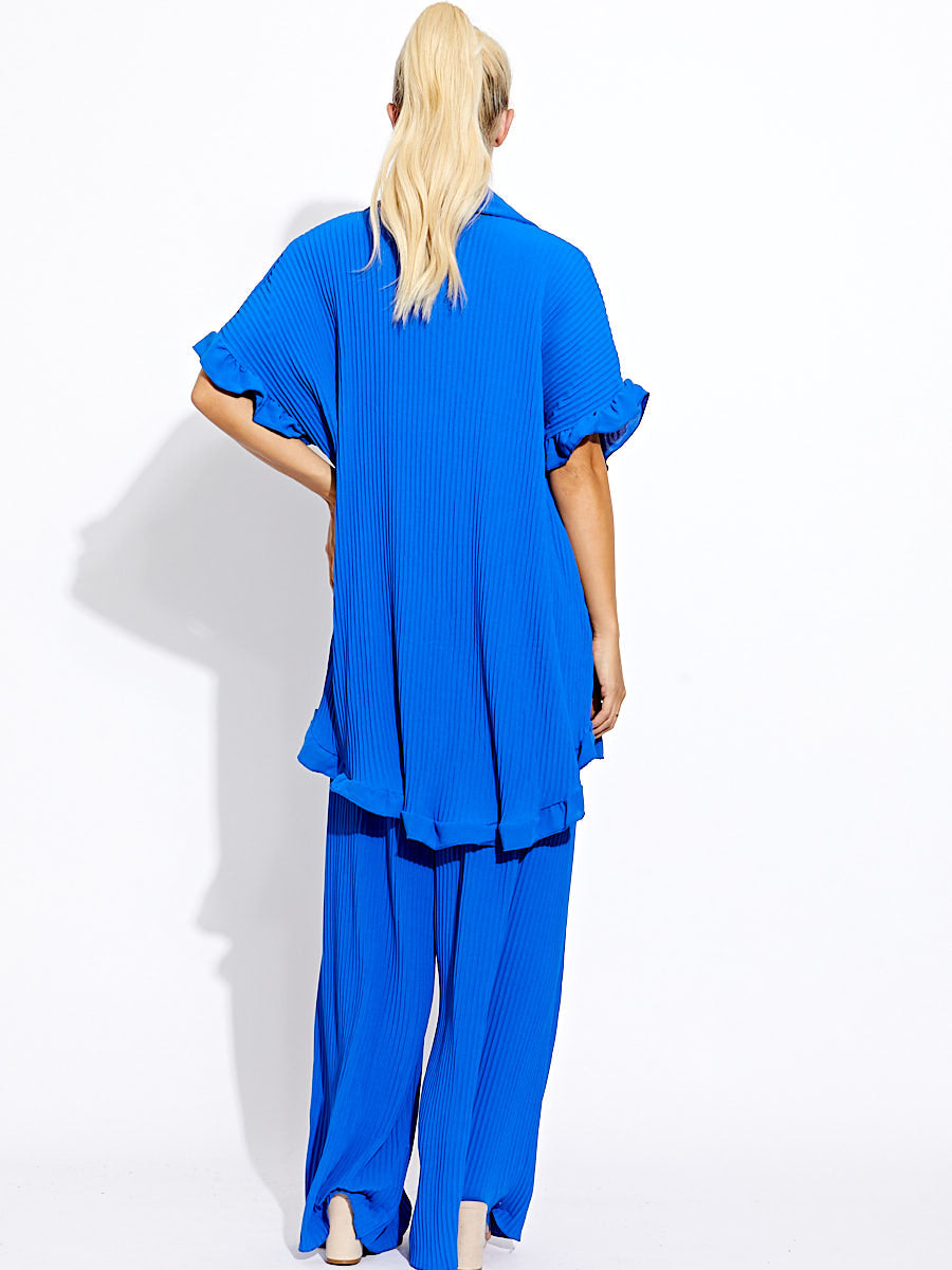 Plisse Detail Oversized Shirt & Trouser Co-ord