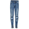 Kids Boys Mid Blue Stretchy Designer's Jeans Ripped Denim Skinny Pants Trousers