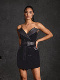 Velythra V Neck Velvet Mini Dress
