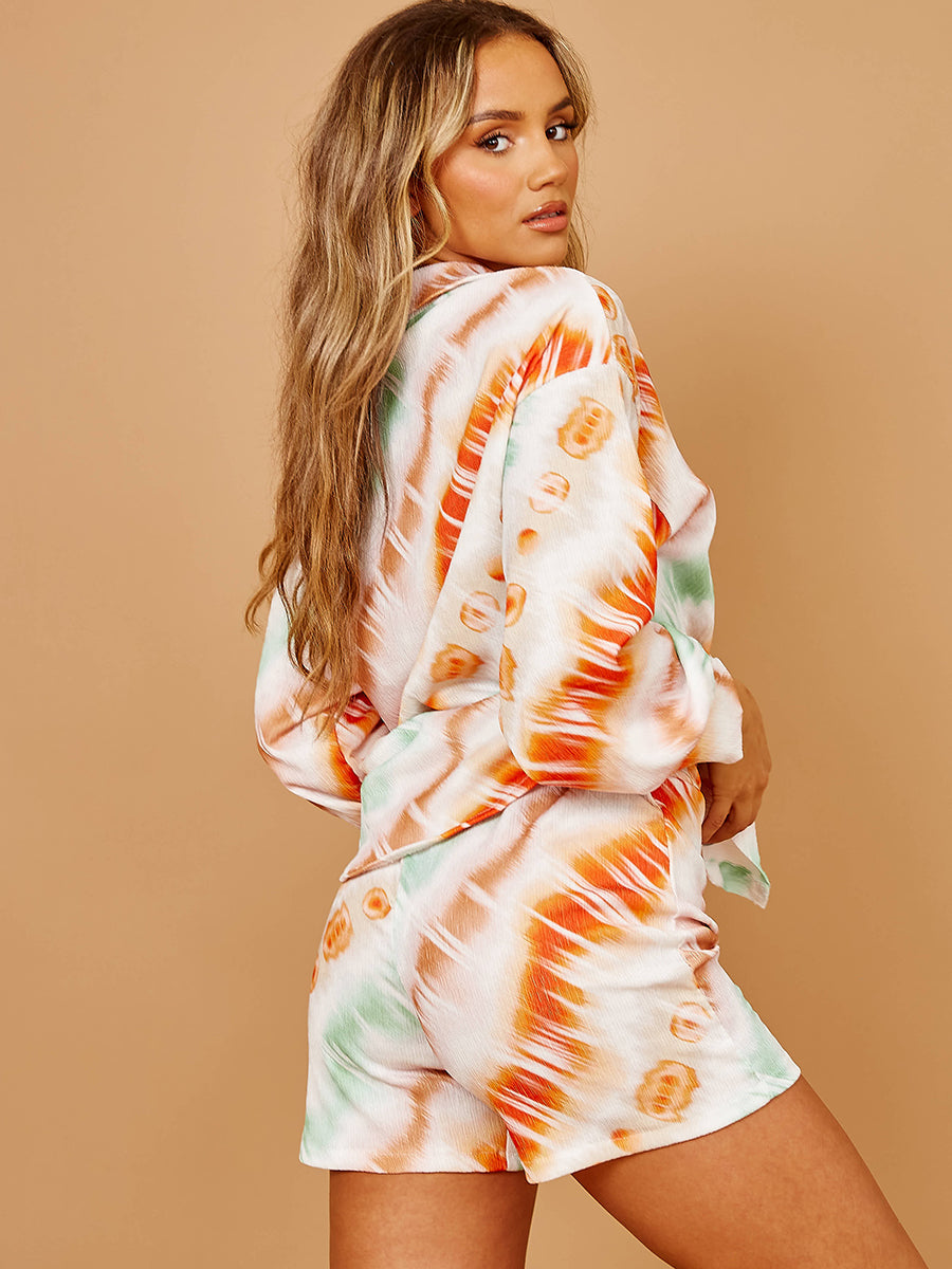 Crinkled Tie Dye Blouse & Shorts Co-ord