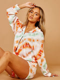 Crinkled Tie Dye Blouse & Shorts Co-ord