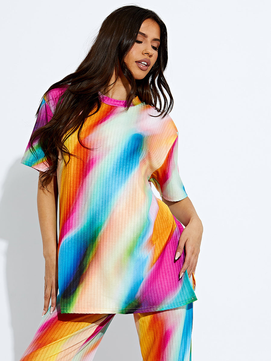 Tie-Dye Ribbed Oversized Top & Trouser Co-ord
