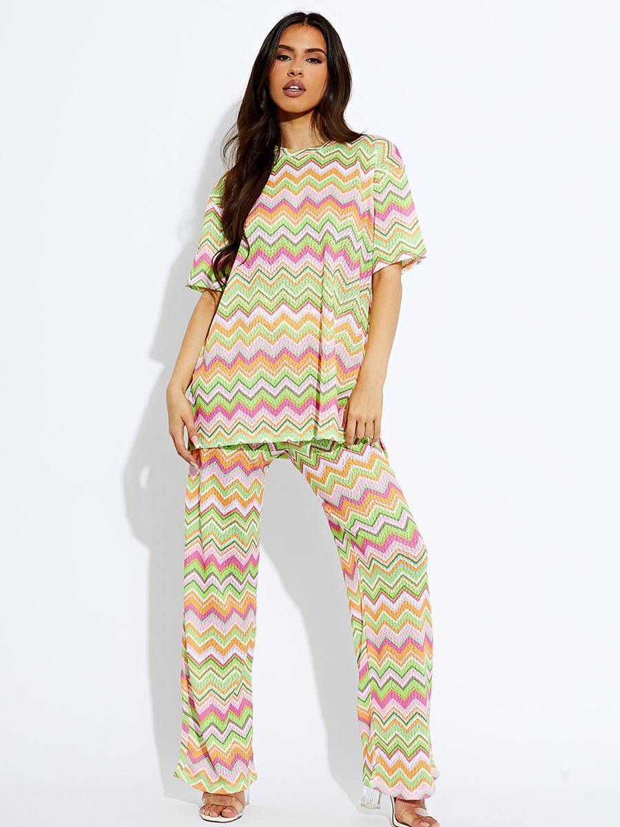 Woven Zig Zag Oversized Top & Trouser Co-ord