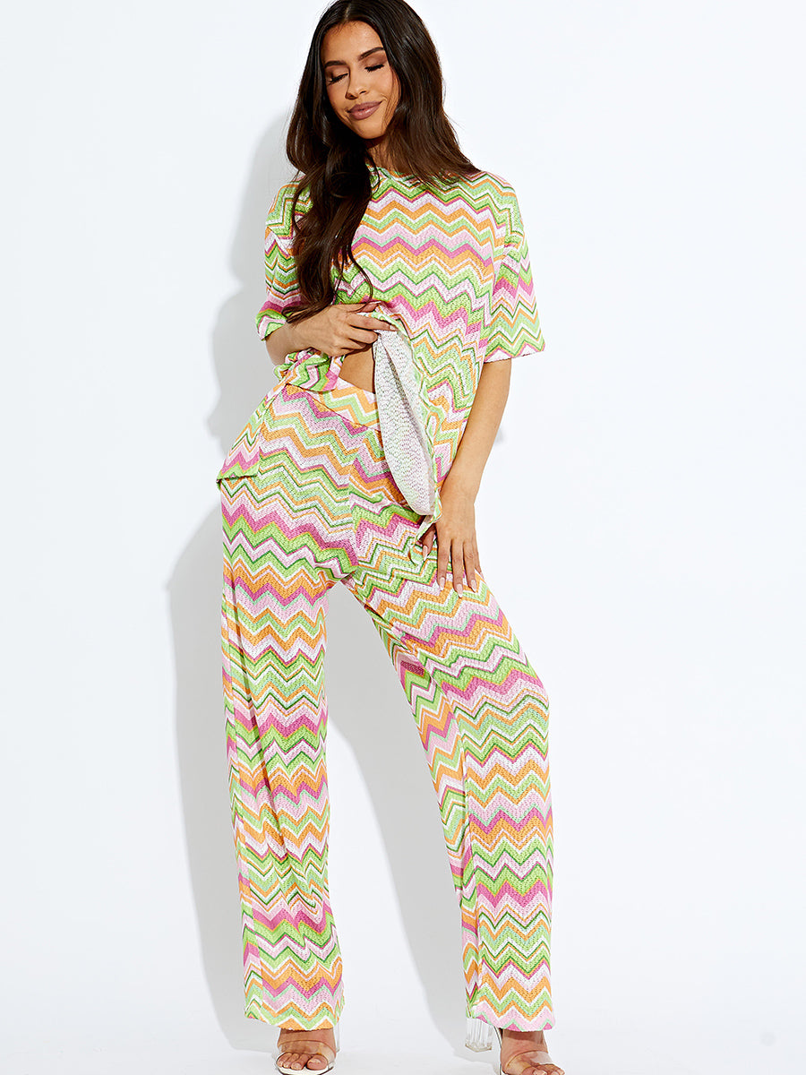 Woven Zig Zag Oversized Top & Trouser Co-ord