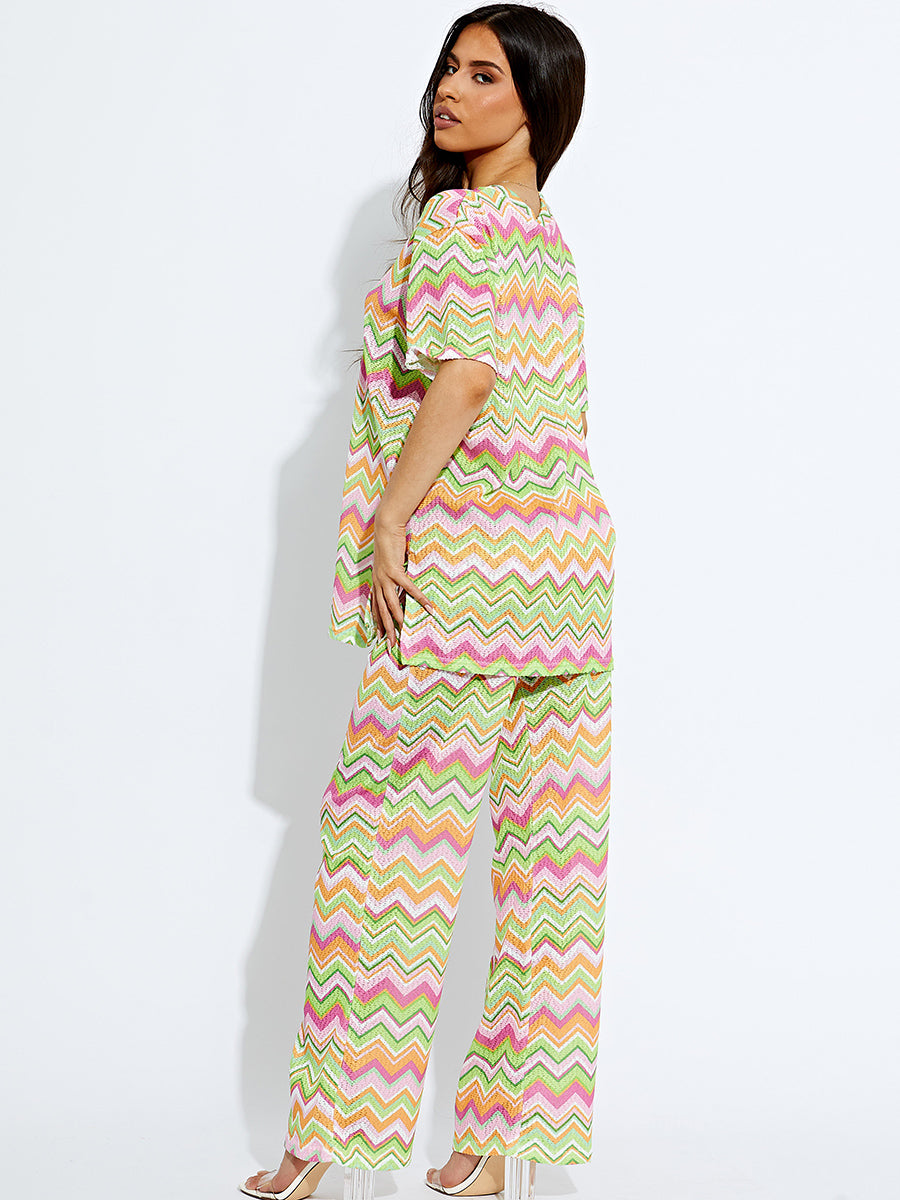 Woven Zig Zag Oversized Top & Trouser Co-ord
