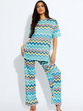 Woven Zig Zag Oversized Top & Trouser Co-ord