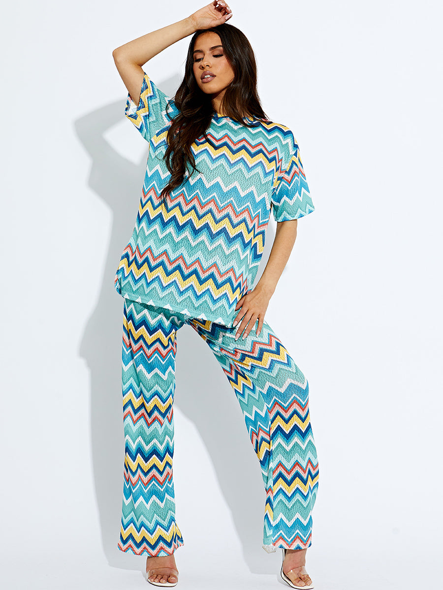 Woven Zig Zag Oversized Top & Trouser Co-ord
