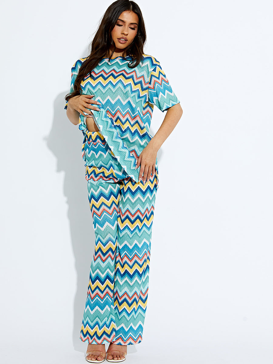 Woven Zig Zag Oversized Top & Trouser Co-ord