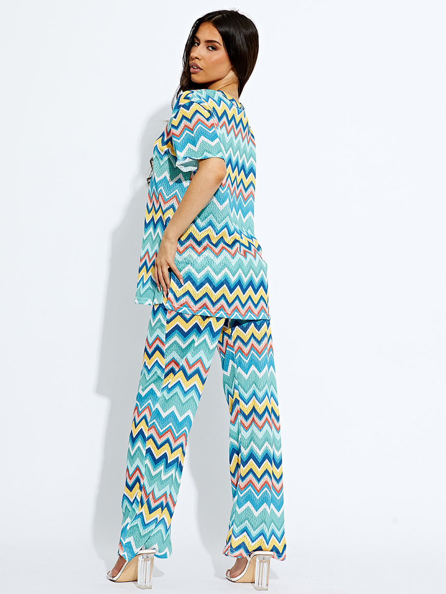 Woven Zig Zag Oversized Top & Trouser Co-ord