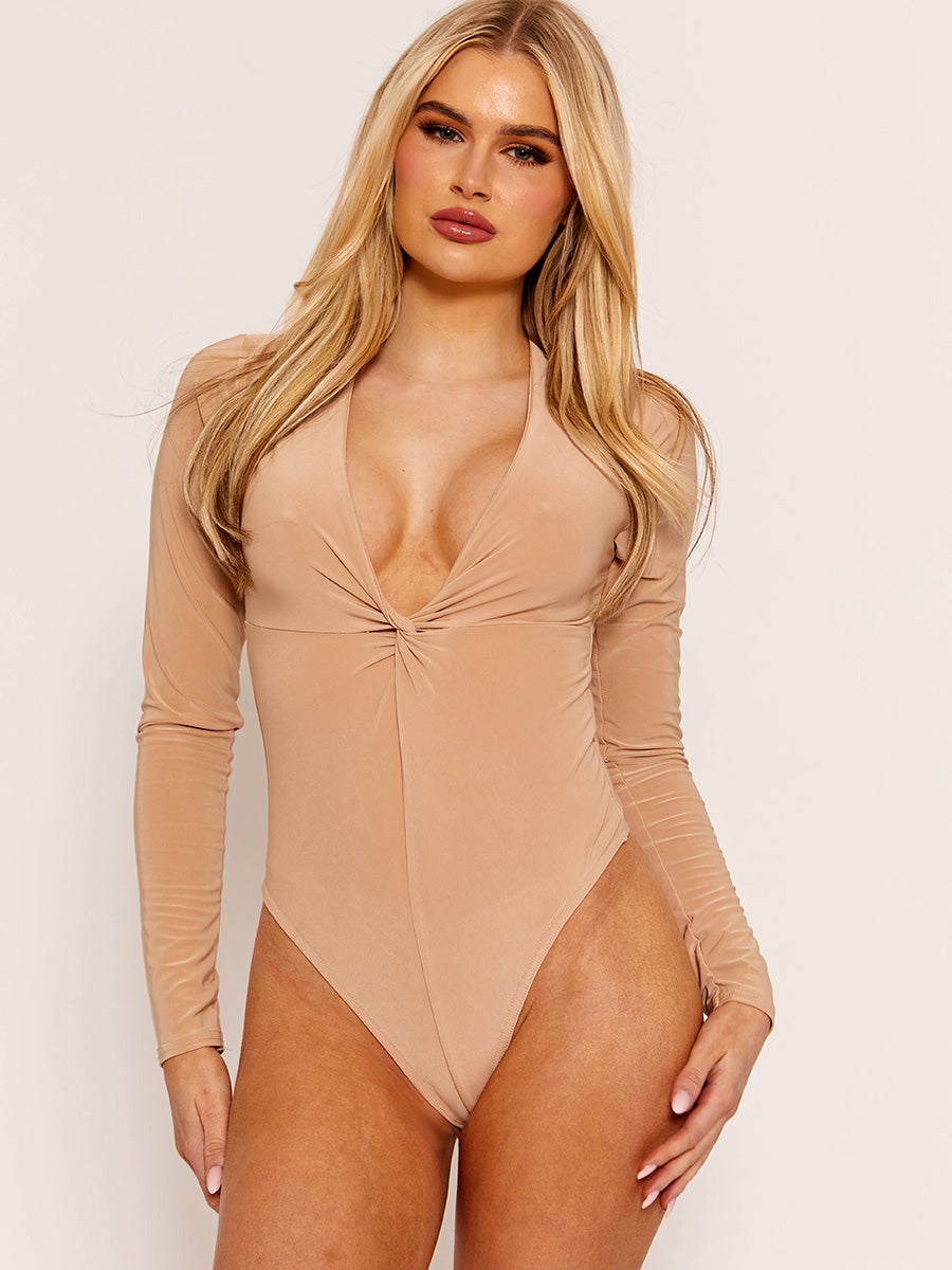 Twist Front Slinky Bodysuit