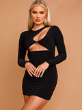 Cut Out Twist Front Slinky Bodycon Dress
