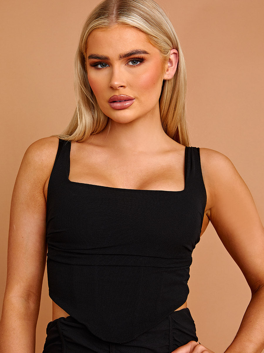 Square Neck Mesh Crop Top