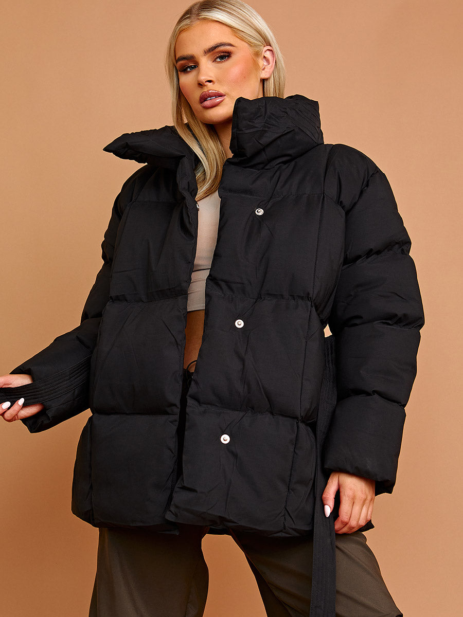 Oversized Padded Jacket With Belt